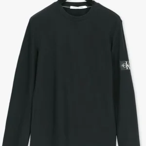 Calvin Klein Chandail Monogram Badge Waffle Ls Tee En Noir vente à bas prix 13