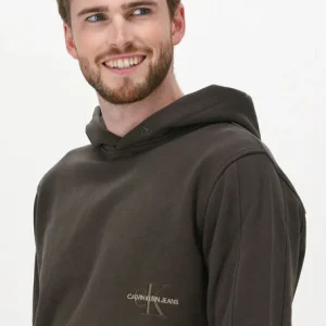 Calvin Klein Chandail Off Placed Iconic Hoodie En Vert Paiement sécurisé 11