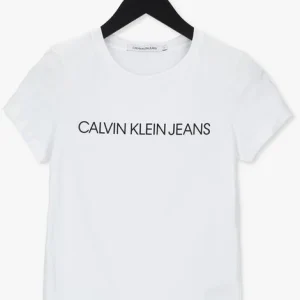 Calvin Klein T-shirt Core Instit Logo Slim Fit Tee En Blanc soldes luxe 13