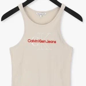 officiel Calvin Klein Haut Two Tone Monogram Tank Top Blanc 13