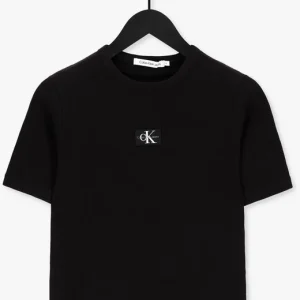 Calvin Klein T-shirt Badge Waffle Tee En Noir à prix très bas 13