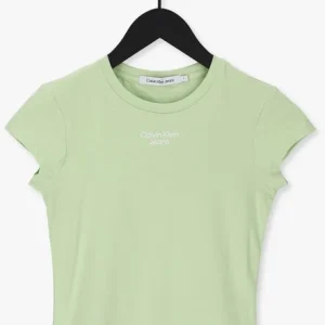 Calvin Klein T-shirt Stacked Logo Tight Tee En Vert site officiel 13