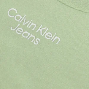 Calvin Klein T-shirt Stacked Logo Tight Tee En Vert site officiel 15