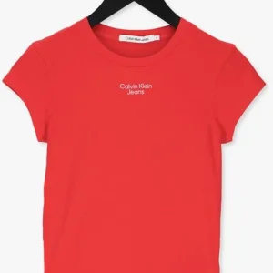 Calvin Klein T-shirt Stacked Logo Tight Tee En Rouge pas cher en ligne 13