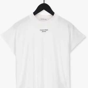 Nouvelle Collection Calvin Klein T-shirt Stacked Logo Loose Tee En Blanc 13