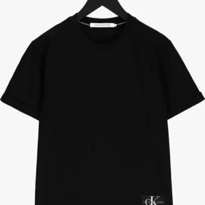 Calvin Klein T-shirt Badge Turn Up Sleeve En Noir soldes luxe 13