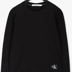 Calvin Klein T-shirt Monogram Badge Ls Round Hem Tee En Noir Livraison Standard/Rapide 13