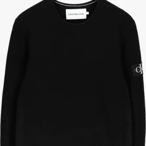 vente pas cher en ligne Calvin Klein Pull Monogram Badge Crew Neck Sweater En Noir 13