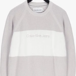 offre spéciale Calvin Klein Pull Textured Blocking Sweater Sable 13