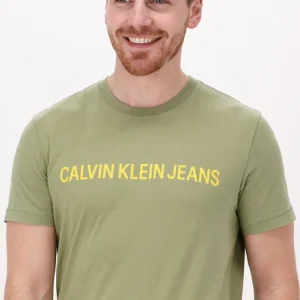 Calvin Klein T-shirt Institutional Logo Slim Ss Tee En Vert Nouvelle tendance 11