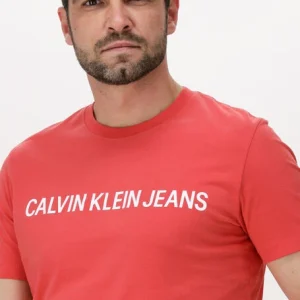 prix pas cher Calvin Klein T-shirt Institutional Logo Slim Ss Tee En Orange 11