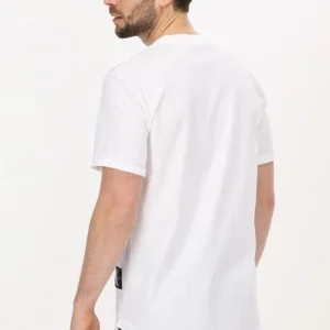 magasin france Calvin Klein T-shirt Badge Turn Up Sleeve En Blanc 9