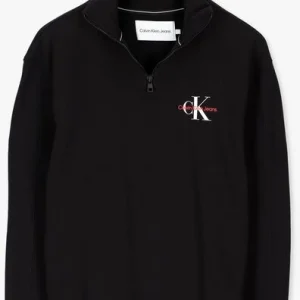 beauté Calvin Klein Chandail Monogram Logo Quarter Zip Hwk En Noir 13