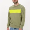 Calvin Klein Chandail Blocking Institutional Crew Neck En Vert magasin solde 17