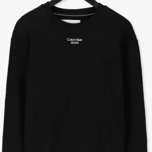 Calvin Klein Chandail Stacked Logo Crew Neck En Noir économies garanties 13