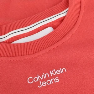 jusqu'à Calvin Klein Chandail Stacked Logo Crew Neck En Orange 15