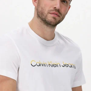 prix pas cher Calvin Klein T-shirt Mixed Institutional Tee En Blanc 11