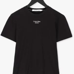 Calvin Klein T-shirt Stacked Logo Tee En Noir en vente 13