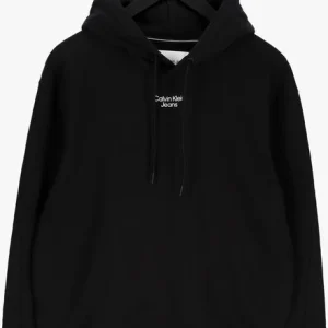 Calvin Klein Chandail Stacked Logo Hoodie Men En Noir pas cher en ligne 13