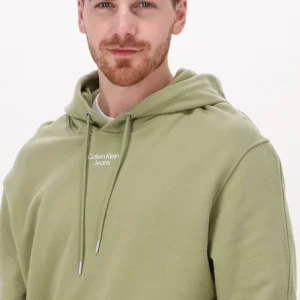 Calvin Klein Chandail Stacked Logo Hoodie Men En Vert grande surprise 11