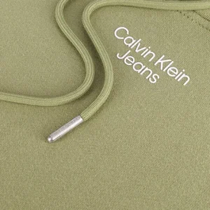 Calvin Klein Chandail Stacked Logo Hoodie Men En Vert grande surprise 15