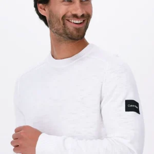 Calvin Klein Pull Slub Texture Sweater En Blanc vente pas cher en ligne 11