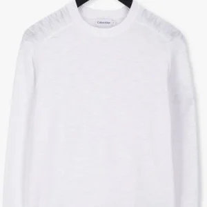 Calvin Klein Pull Slub Texture Sweater En Blanc vente pas cher en ligne 13