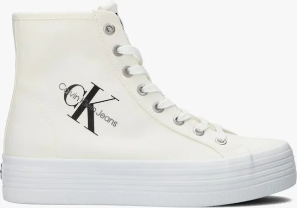 Calvin Klein Vulcanized Flatform Mid Cut Baskets Montantes En Blanc le grand escompte 1