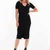 achat pas cher Calvin Klein Robe Midi Ck Button Through Rib Long Dress En Noir 17