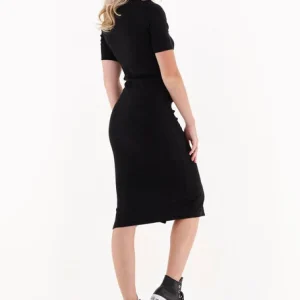 achat pas cher Calvin Klein Robe Midi Ck Button Through Rib Long Dress En Noir 9