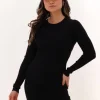 Calvin Klein Mini Robe Badge Knitted Sleeves Dress En Noir outlet soldes 17