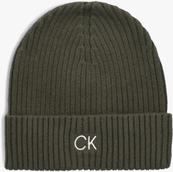 le grand escompte Calvin Klein Classic Cotton Rib Beanie Bonnet En Vert 1