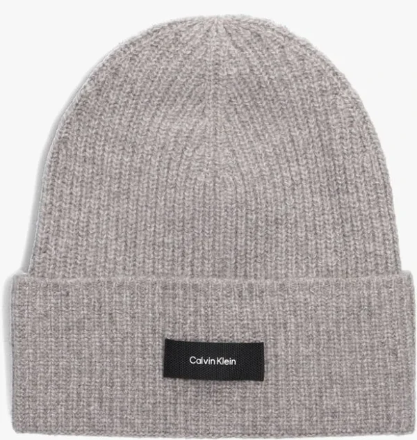 mode Calvin Klein Daddy Wool Rib Beaniet Bonnet En Gris 1