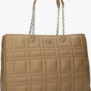 à prix promos Calvin Klein Quilt Tote W/lpt Sac à Main En Camel 9