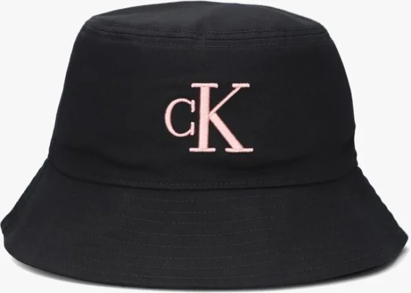 Calvin Klein Logo Embroidery Bucket Hat Chapeau En Noir marque pas cher 1