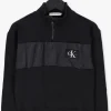 Calvin Klein Pull Black On Black Mix Media Zip Up En Noir mode pas chere 13