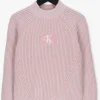 Calvin Klein Chandail Duo Colour Monogram Sweater En Rose Nouvelle Collection 8