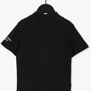 Calvin Klein T-shirt Mock Neck Rib Top En Noir en ligne 9