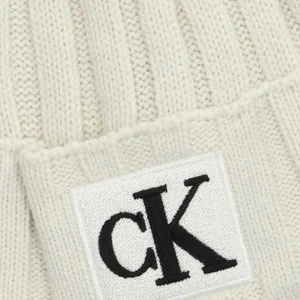 Calvin Klein Monogram Rib Beanie Bonnet En Beige vente à bas prix 9