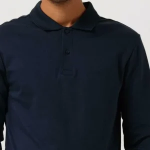 outlet soldes Calvin Klein Polo Smooth Cotton Slim Ls Polo Bleu Foncé 11