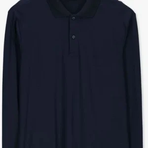 outlet soldes Calvin Klein Polo Smooth Cotton Slim Ls Polo Bleu Foncé 13