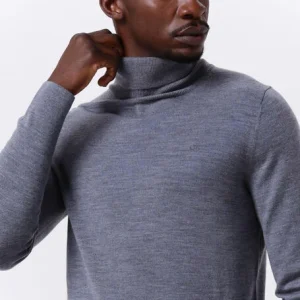 Calvin Klein Col Roulé Superior Wool Turtle Neck En Gris à prix promos 11