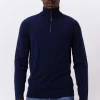 Calvin Klein Pull Superior Wool Quarter Zip Bleu Foncé Meilleur Prix Garanti 17