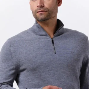 comparez les prix Calvin Klein Pull Superior Wool Quarter Zip En Gris 11