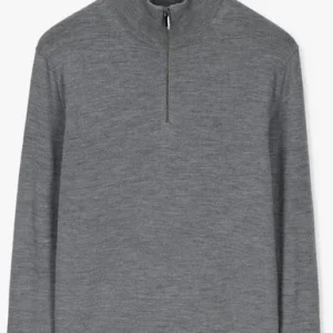 comparez les prix Calvin Klein Pull Superior Wool Quarter Zip En Gris 13