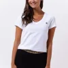 beauté Calvin Klein T-shirt Ck Embroidery Stretch En Blanc 17