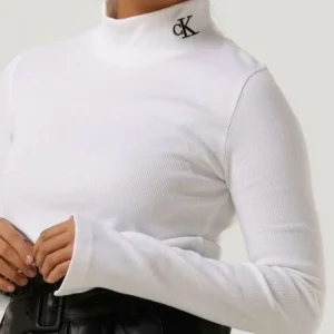 Calvin Klein Col Roulé Rib Mock Neck En Blanc à prix réduits 11