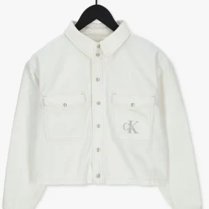 Calvin Klein Veste En Jean Cropped Utility Shirt En Blanc ﻿soldes 13