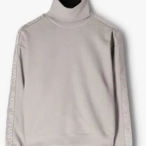 magasin en ligne france Calvin Klein Pull Logo Tape Sleeves Roll Neck En Gris 13