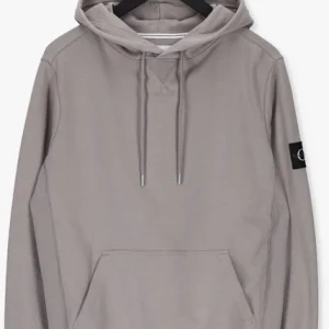 pas cher marque Calvin Klein Chandail Monologo Sleeve Badge Hoodie En Taupe 13